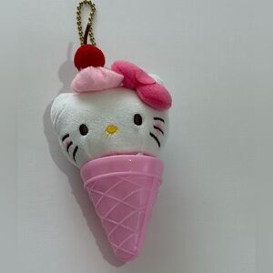 Sanrio Hello Kitty Ice Cream Cone Plush Keychain/Charm